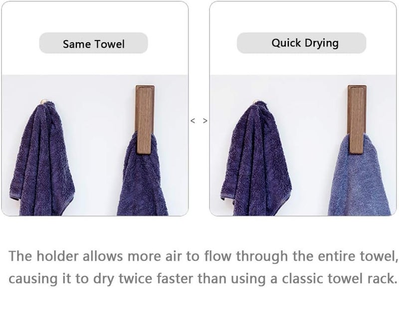 JINMURY Wood Towel Hooks -Set of 2 Self Adhesive Vintage Towel Holder Wooden Wall Mounted Towel Racks for Bathroom and Kitchen Home Decor- Quick Drying, Firmly Holds(Beech) - Image 2